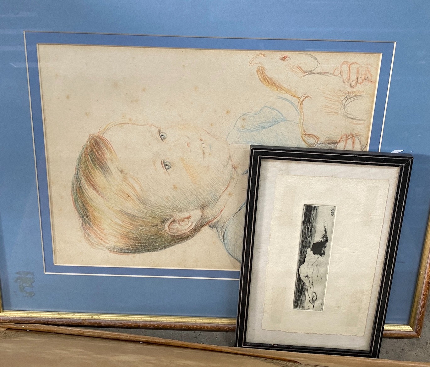 A collection of watercolours and prints